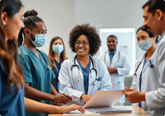 Equipo médico colaborando